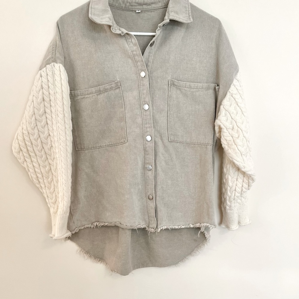 Oversized Knit Contrast Shacket